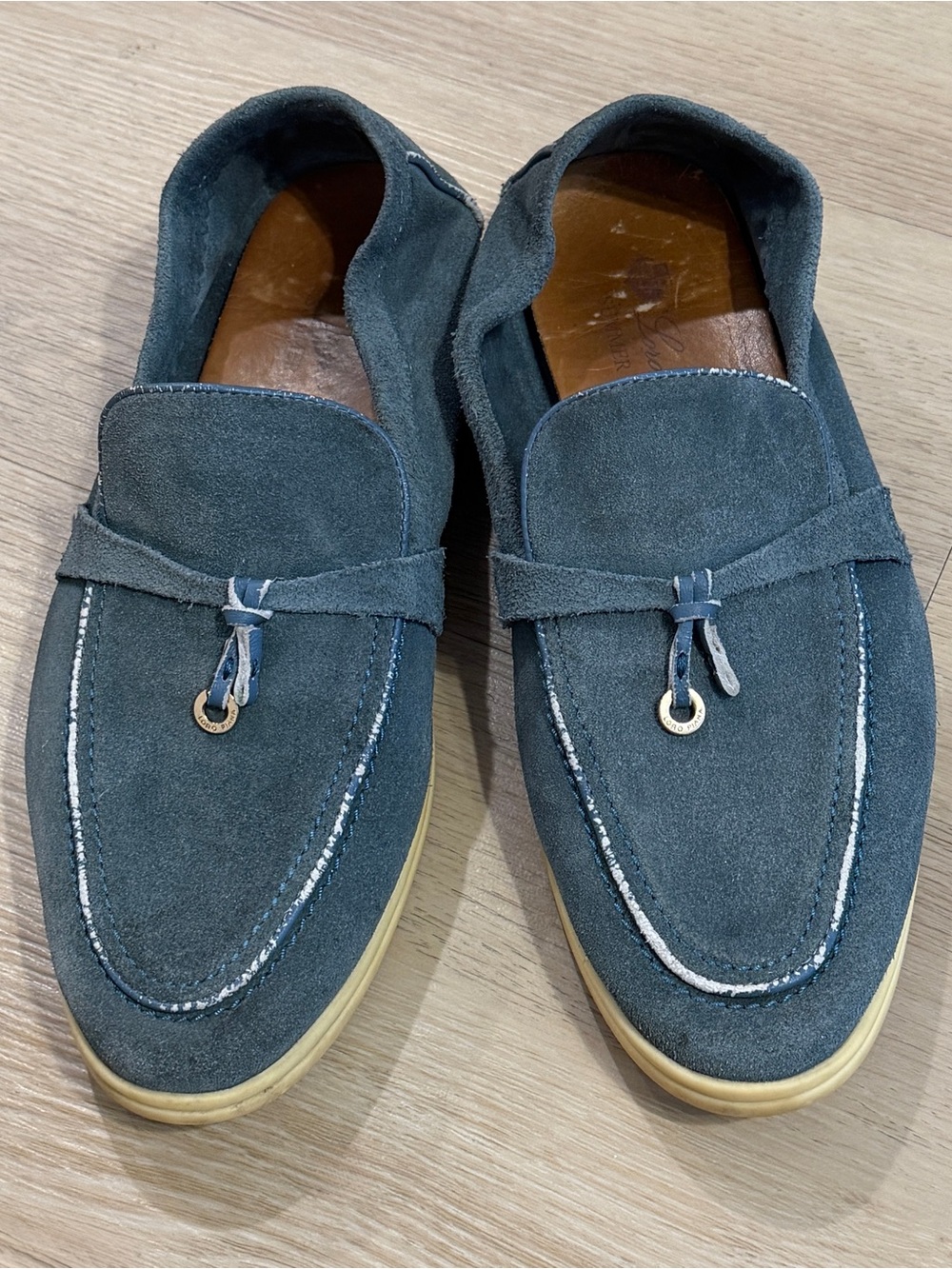 Loro Piana Teal Suede Tassel Loafers